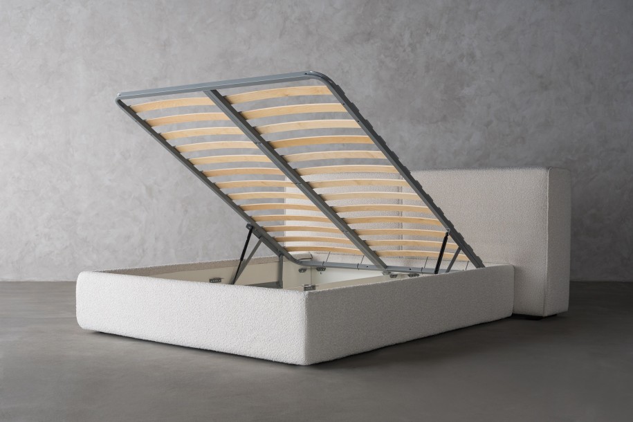 Double Bed 160x200 cm with Storage (Fabric: CANDY Col.105 Latte (Cat. 2))