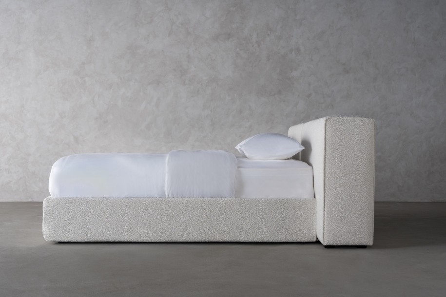 Double Bed 160x200 cm with Storage (Fabric: CANDY Col.105 Latte (Cat. 2))