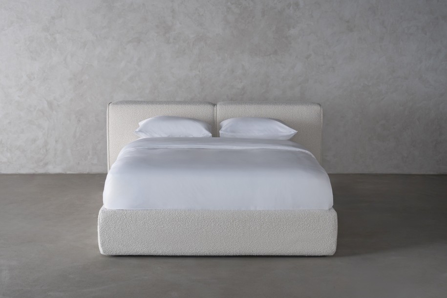 Double Bed 160x200 cm with Storage (Fabric: CANDY Col.105 Latte (Cat. 2))