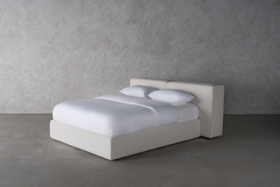 Double Bed 160x200 cm with Storage (Fabric: CANDY Col.105 Latte (Cat. 2))