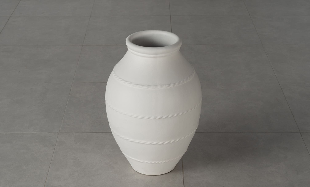 Vase Terracotta White With Motif Strip