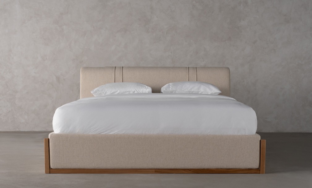 Lagom Wood Bed 160x200 cm with Storage (Fabric: Corso col.04)