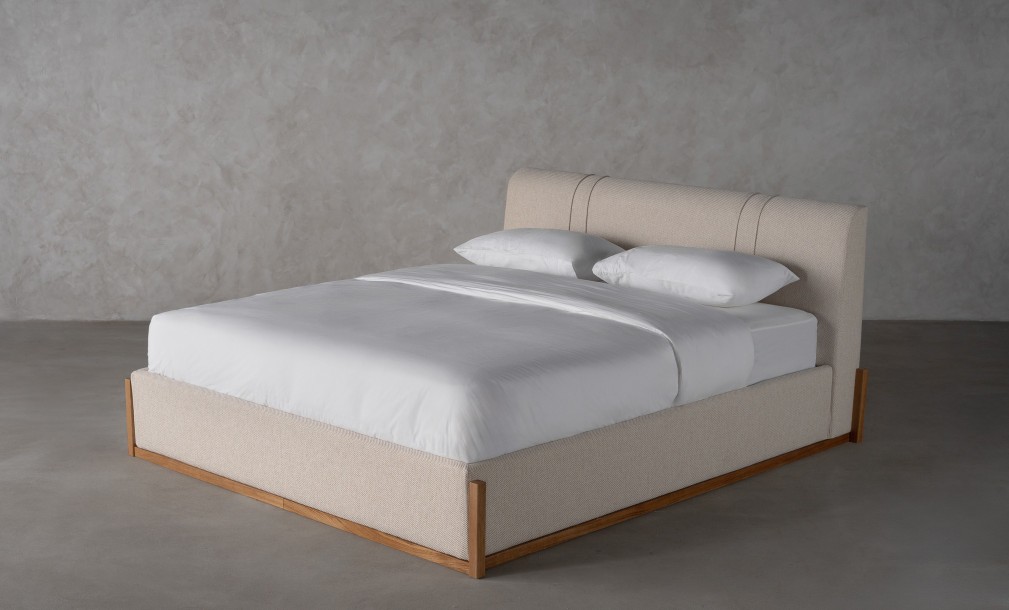 Lagom Wood Bed 160x200 cm with Storage (Fabric: Corso col.04)