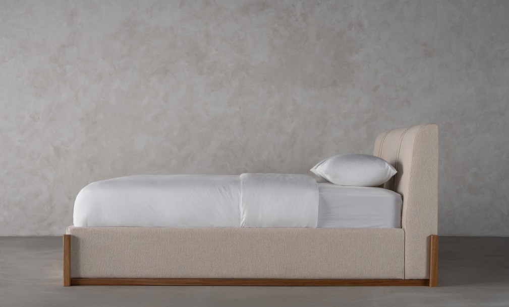 Lagom Wood Bed 160x200 cm with Storage (Fabric: Corso col.04)