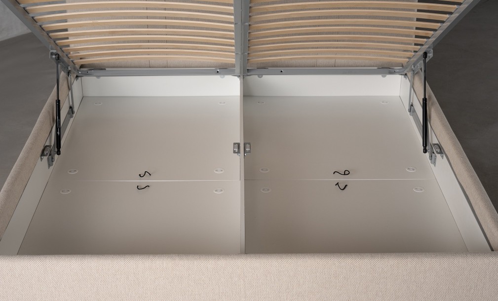 Lagom Wood Bed 160x200 cm with Storage (Fabric: Corso col.04)