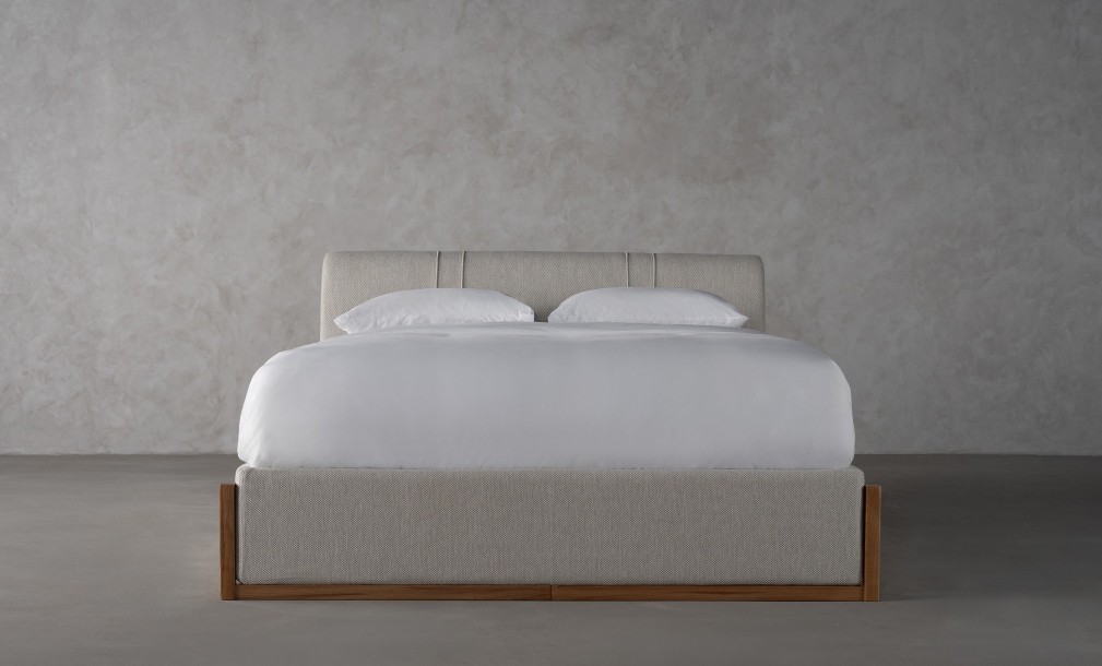 Lagom Wood Bed 180x200 cm (Fabric: Corso col.06)