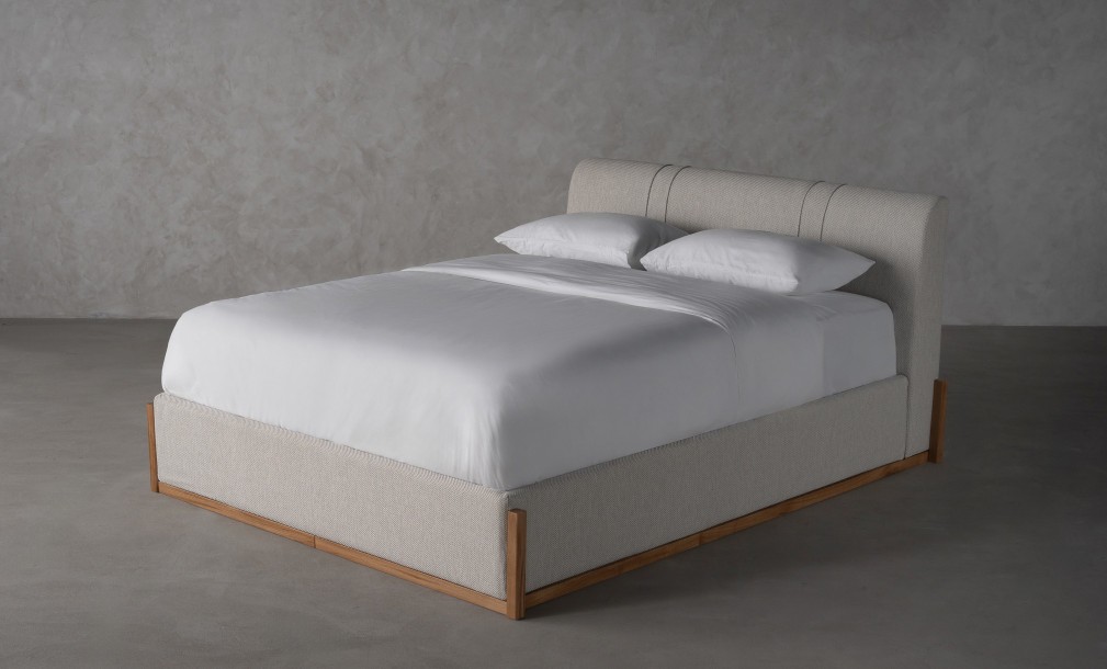 Lagom Wood Bed 180x200 cm (Fabric: Corso col.06)