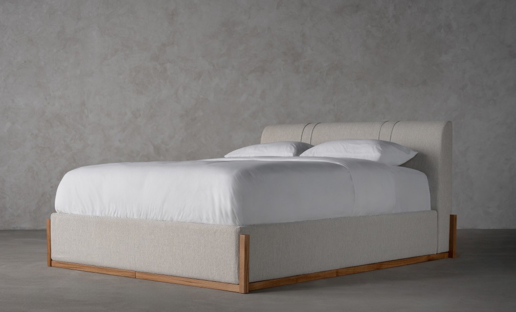 Lagom Wood Bed 180x200 cm (Fabric: Corso col.06)