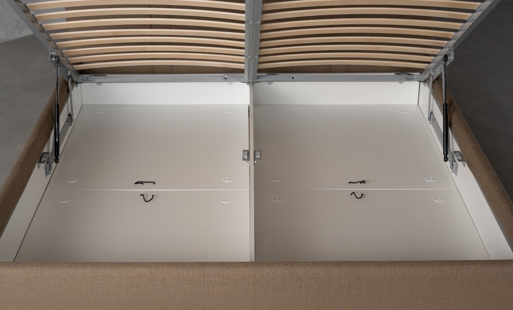 Lagom Wood Bed 180x200 cm with Storage (Fabric: SOFT ROCK 107 OLIVE (Cat. 3))