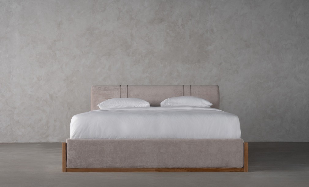 Lagom Wood Bed 180x200 cm (Fabric: VELVET LUX 46)