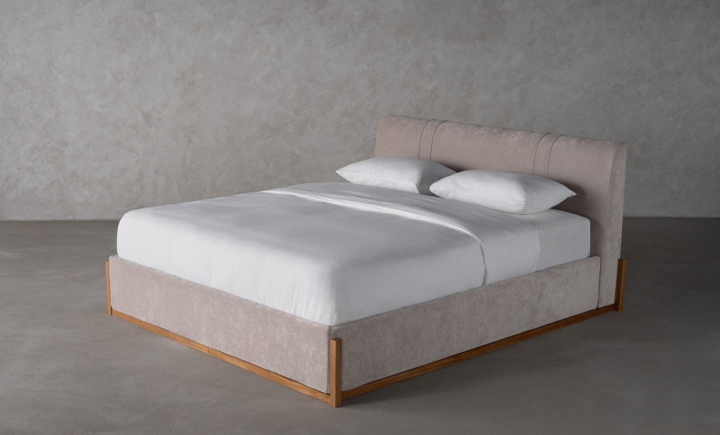 Lagom Wood Bed 180x200 cm (Fabric: VELVET LUX 46)