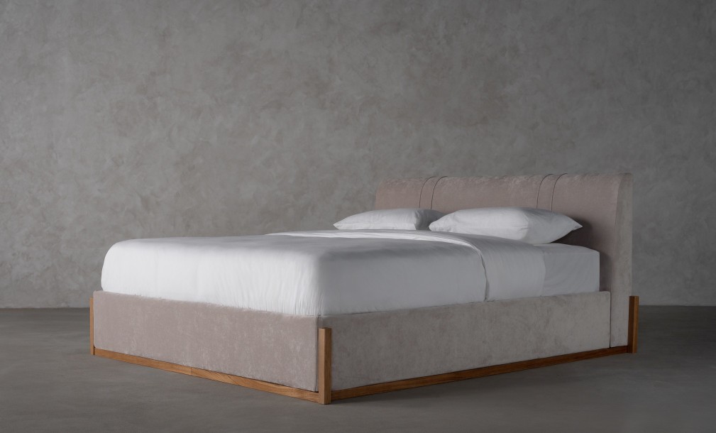 Lagom Wood Bed 180x200 cm (Fabric: VELVET LUX 46)