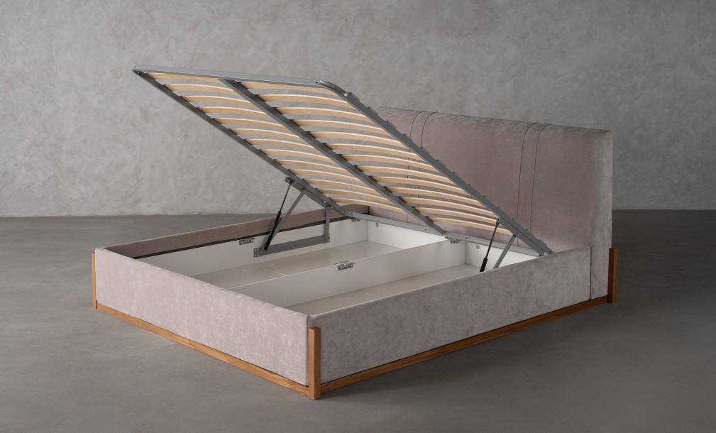 Lagom Wood Bed 180x200 cm (Fabric: VELVET LUX 46)