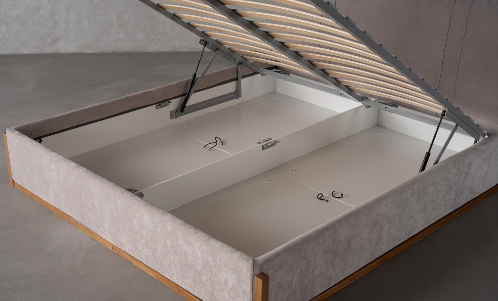 Lagom Wood Bed 180x200 cm (Fabric: VELVET LUX 46)
