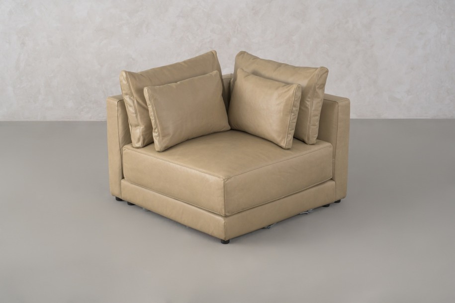 Narvik Mix Leather Corner Section Sofa (Fossil leather)