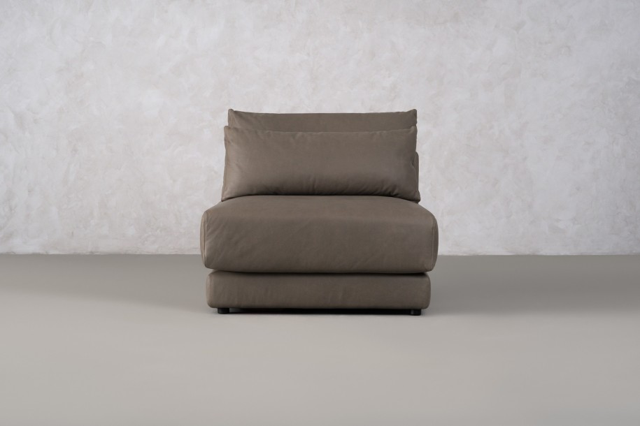 Narvik Mix Leather 1-Seater Section Sofa (Flint leather)