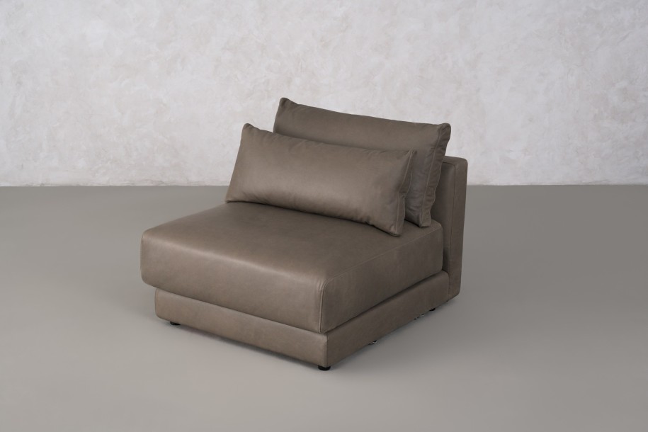 Narvik Mix Leather 1-Seater Section Sofa (Flint leather)