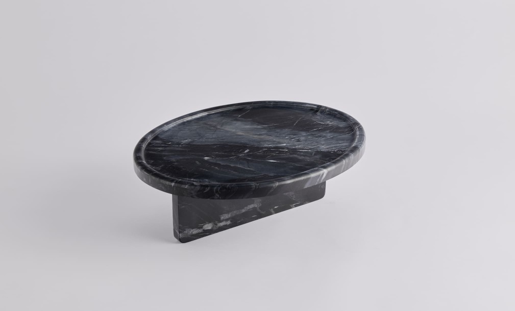 Cove Black Marble Tray Table