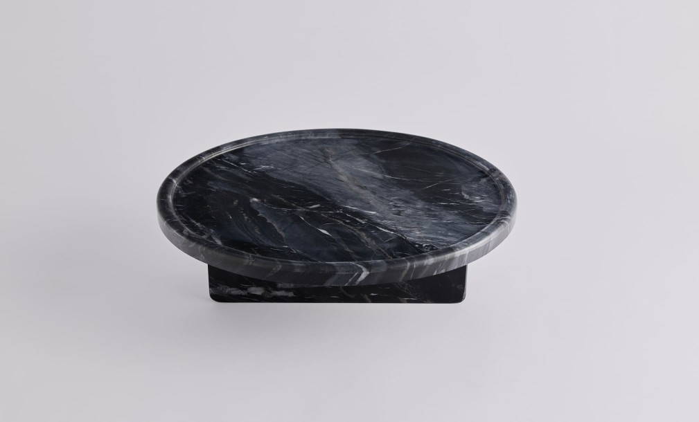 Cove Black Marble Tray Table