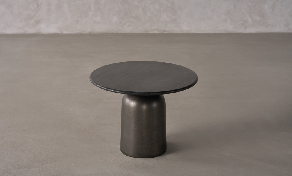 Ace Round Marble Top Coffee Table (Graphite Finish)