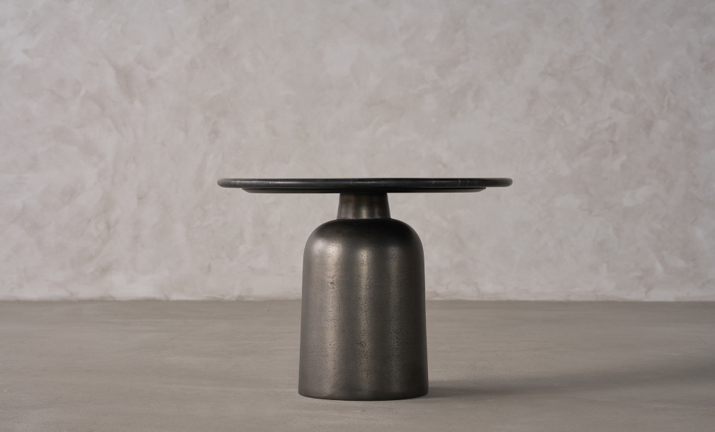 Ace Round Marble Top Coffee Table (Graphite Finish)