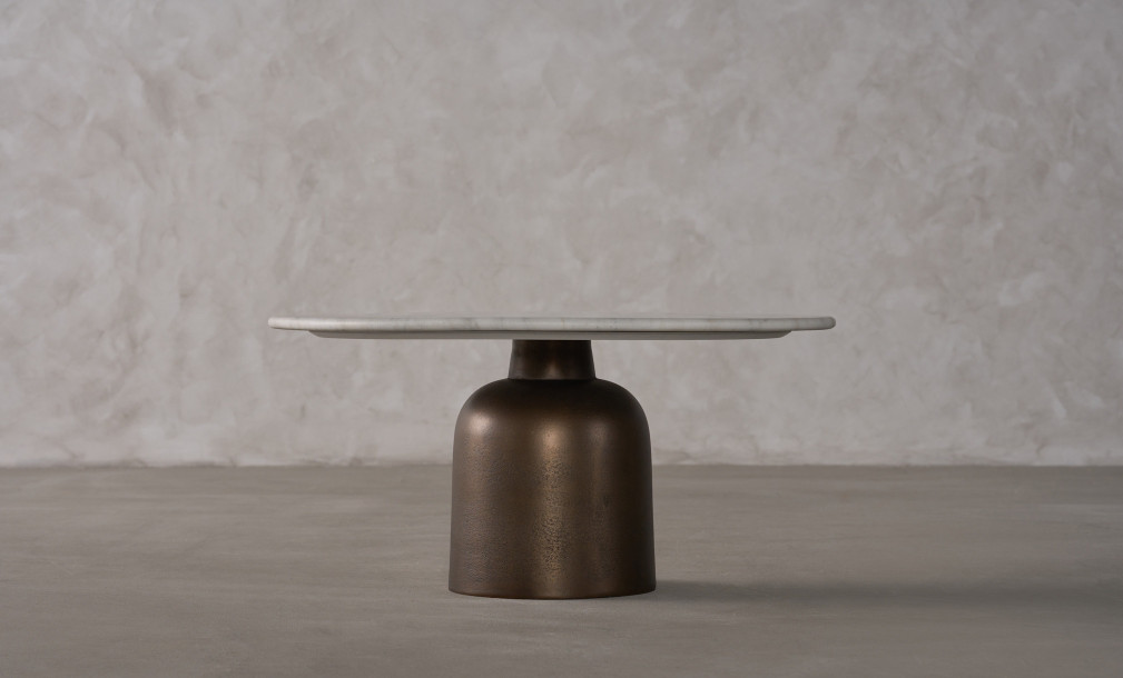 Ace Round Marble Top Coffee Table (Bronze Finish), H35 cm
