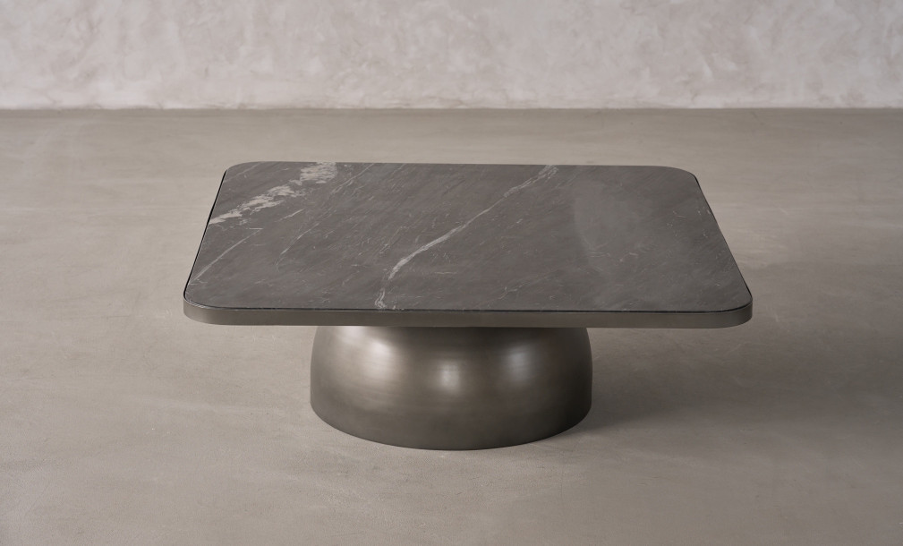 Ace Marble Top Coffee Table (Graphite Finish), H39 cm