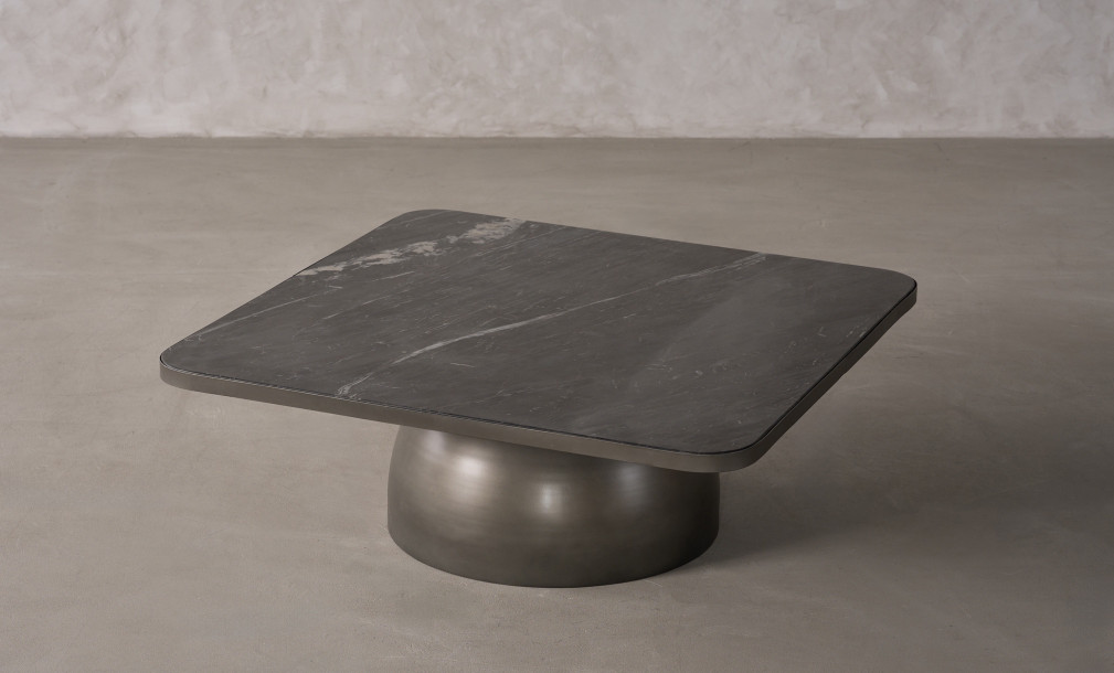 Ace Marble Top Coffee Table (Graphite Finish), H39 cm