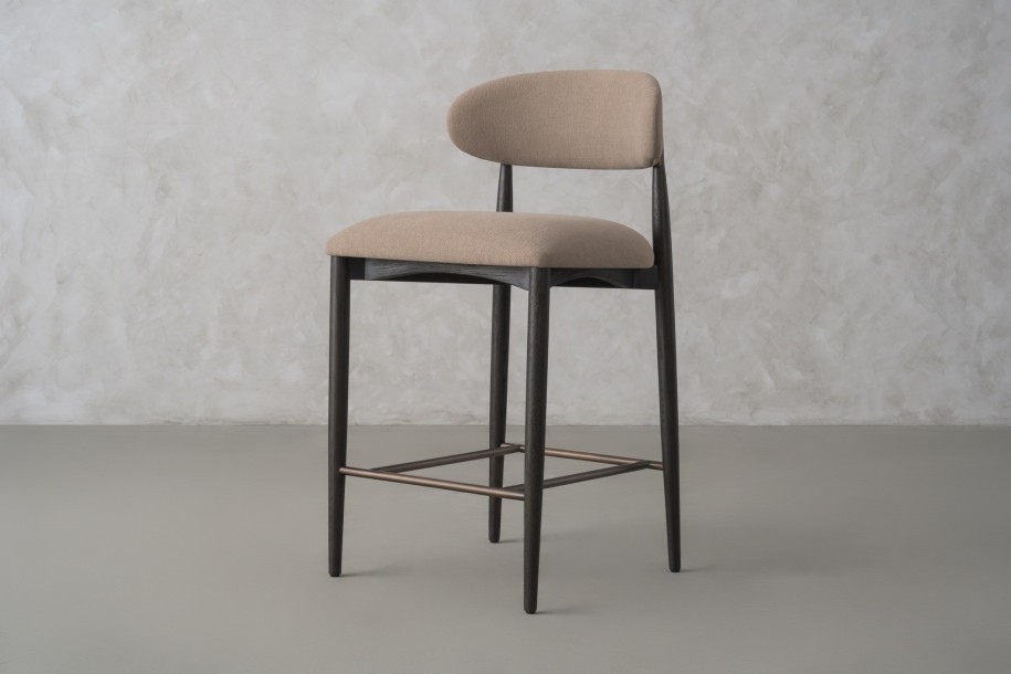 Bradley Counter Stool Black Oak (Linen Latte)