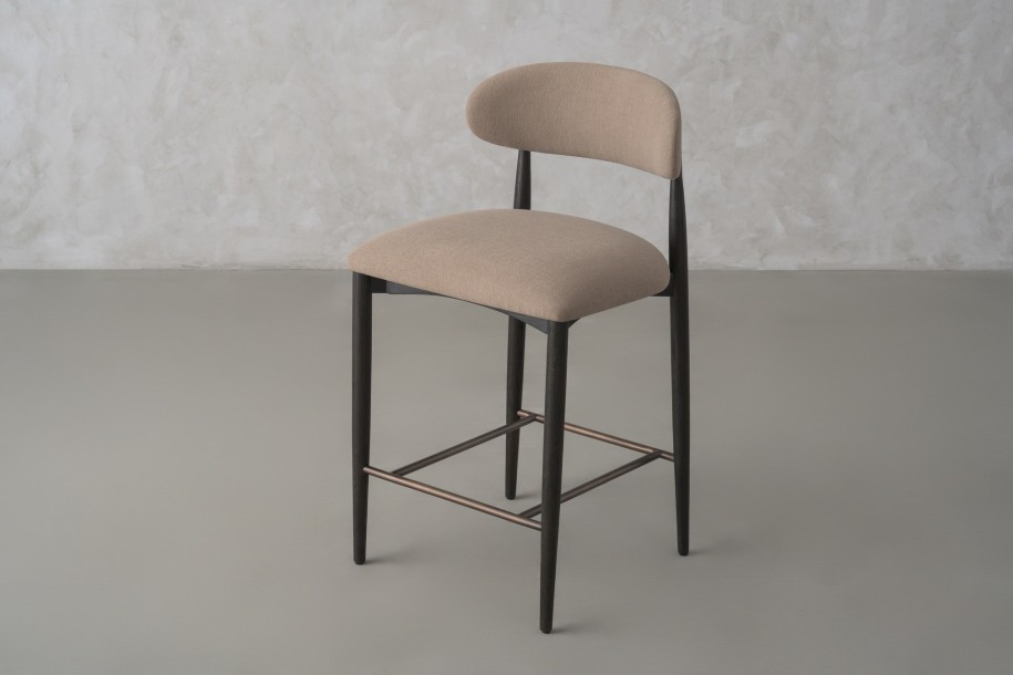Bradley Counter Stool Black Oak (Linen Latte)
