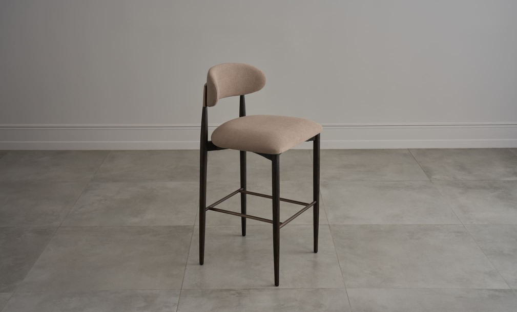 Bradley Bar Stool Black Oak (Linen Latte)