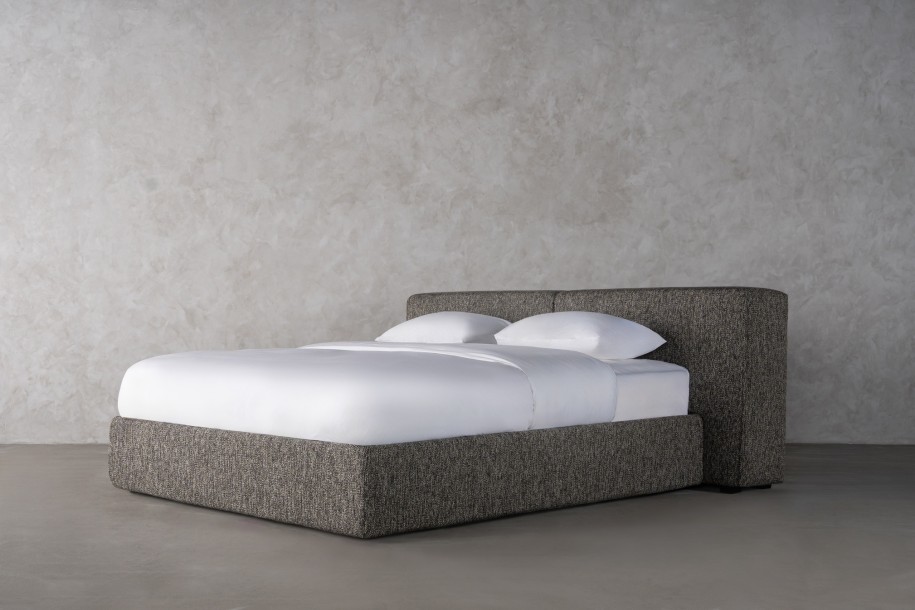 Double Bed 180x200 cm with Storage (Fabric: NEO col. Black (Cat. 3))
