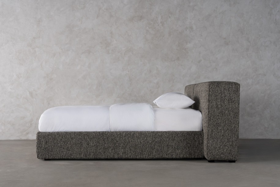 Double Bed 180x200 cm with Storage (Fabric: NEO col. Black (Cat. 3))