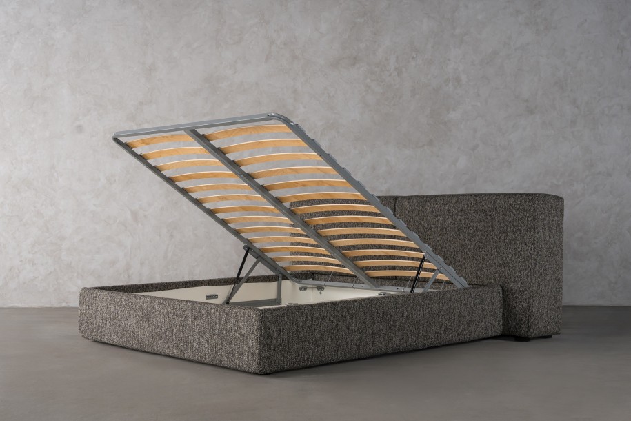 Double Bed 180x200 cm with Storage (Fabric: NEO col. Black (Cat. 3))