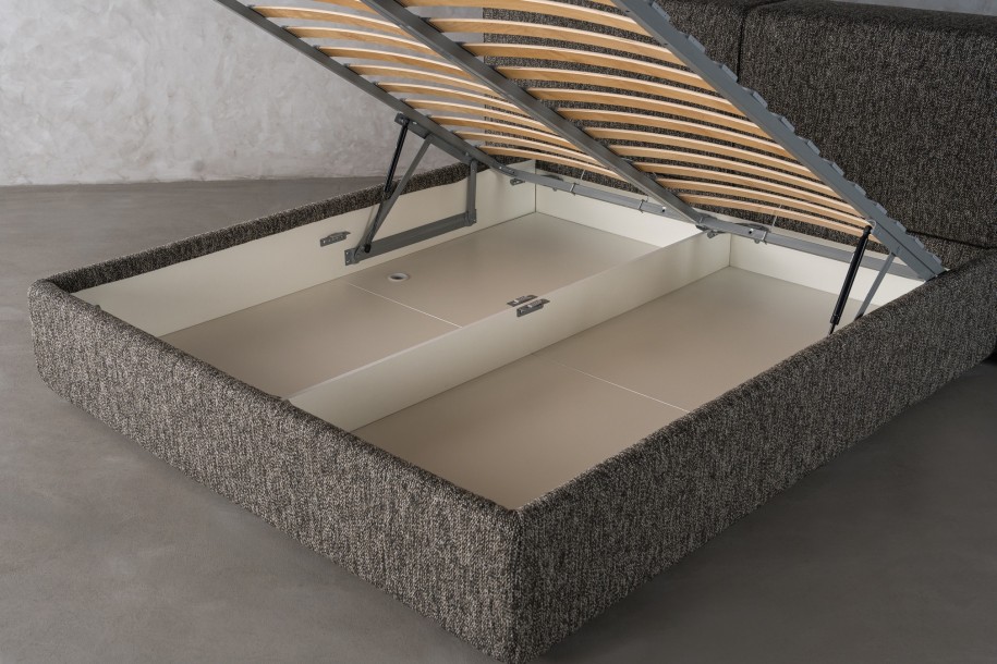 Double Bed 180x200 cm with Storage (Fabric: NEO col. Black (Cat. 3))