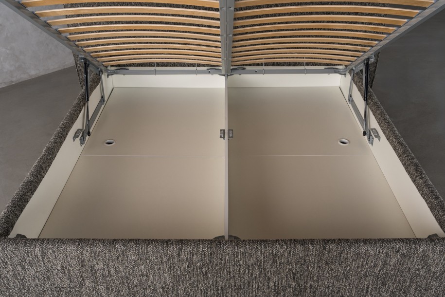 Double Bed 180x200 cm with Storage (Fabric: NEO col. Black (Cat. 3))