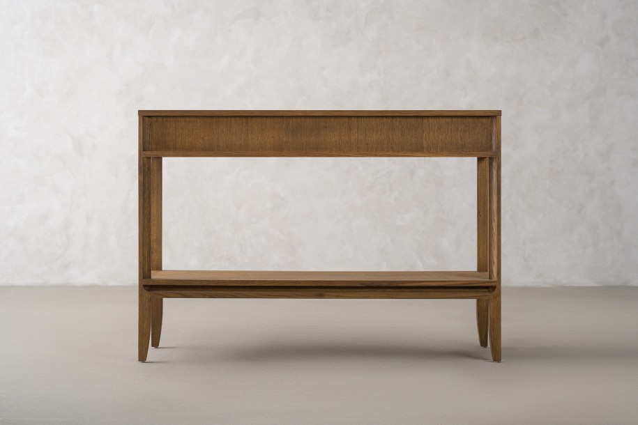 City Small Console with shelf and drawer Honey Oak color