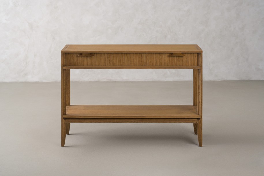 City Small Console with shelf and drawer Honey Oak color