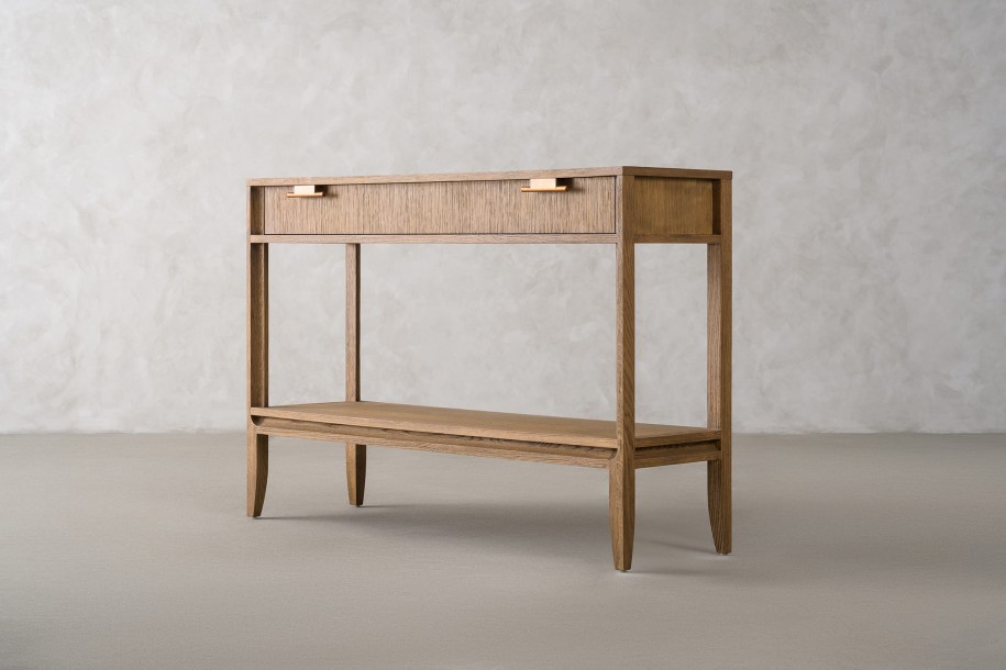 City Small Console with shelf and drawer Honey Oak color