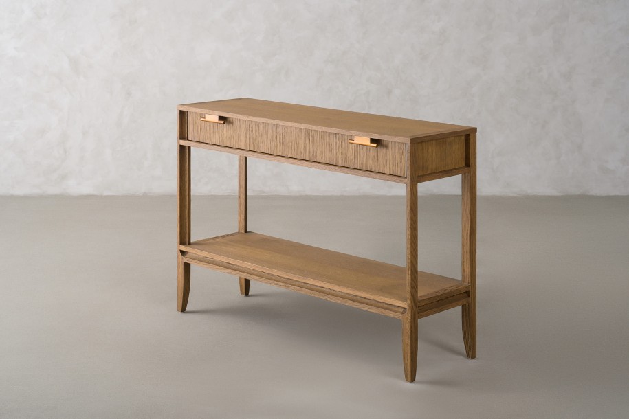 City Small Console with shelf and drawer Honey Oak color