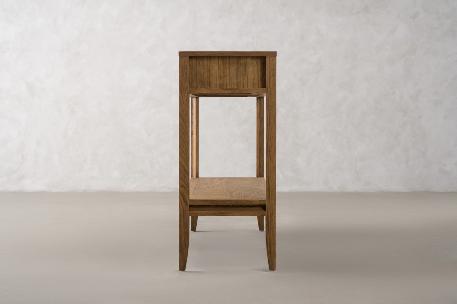 City Small Console with shelf and drawer Honey Oak color