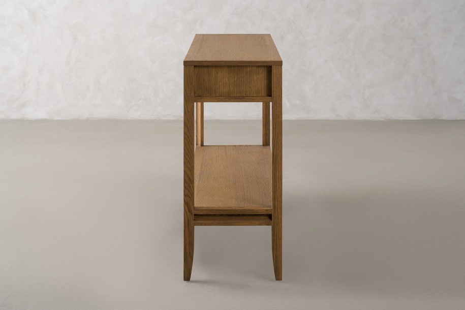 City Small Console with shelf and drawer Honey Oak color