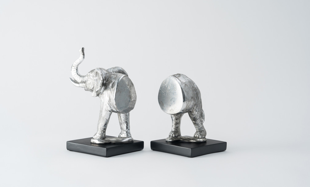 Elephant Silver Bookend