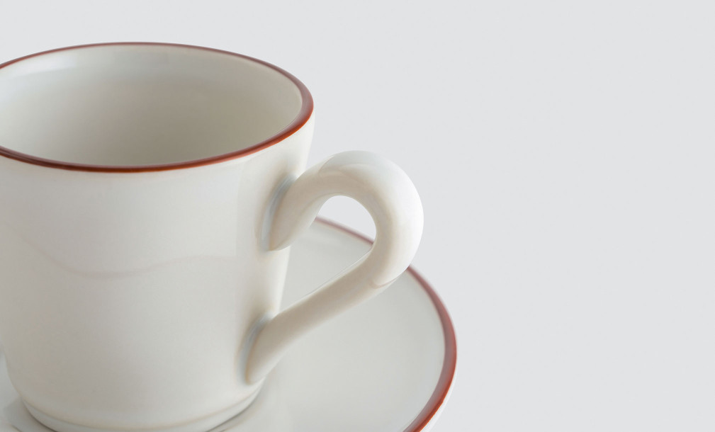 Coffee Cup and Saucer Beja White-Red 80 ml