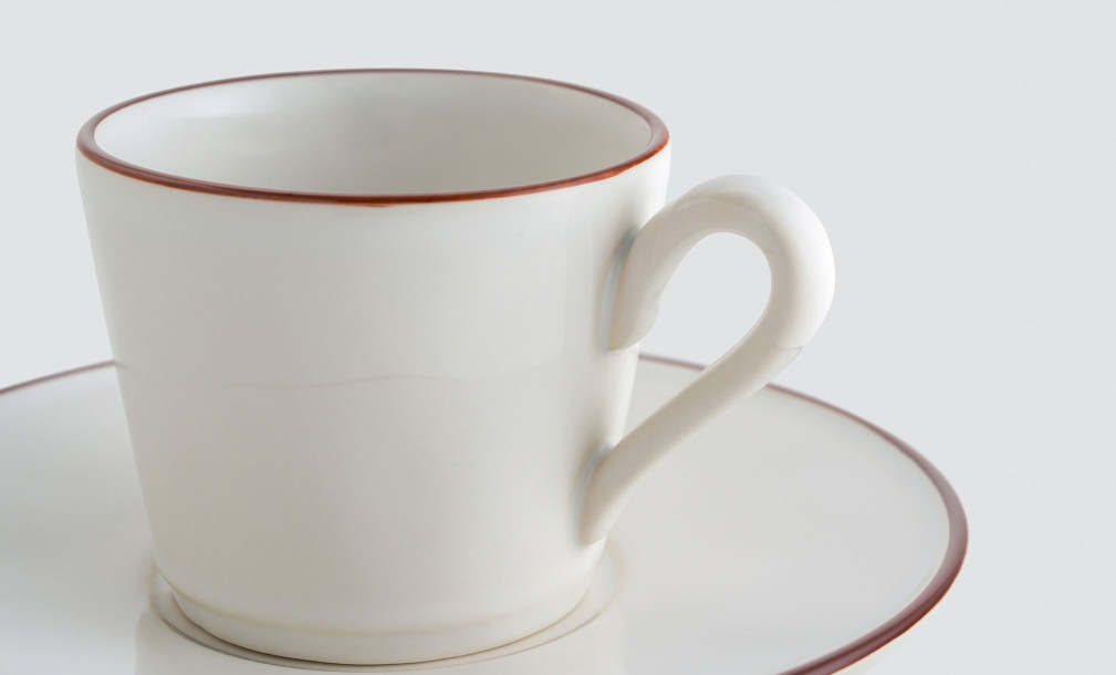 Tea Cup and Saucer Beja White-Red 190 ml