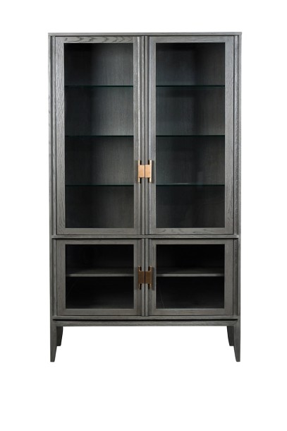 City Showcase with 2 Glass Doors (Color: Oak gray (veneer))