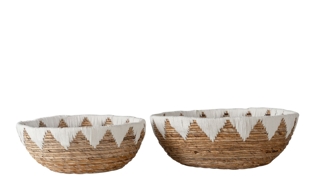 Waterhyacinth Set Of 2 Baskets With Macrame