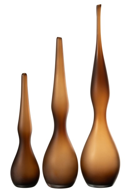 Yoko Set Of 3 Vases Brown