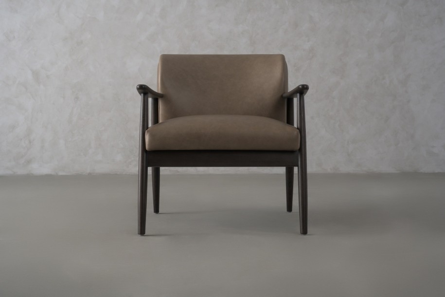 FIORD Leather Armchair (Bello Grey)