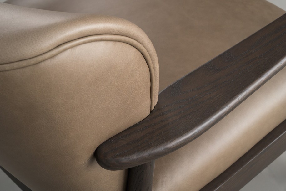 FIORD Leather Armchair (Bello Grey)